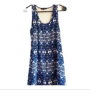 Women's Geometric Blue White Tank Top